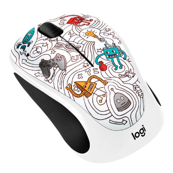 Raton Inalambrico Logitech M238 Doodle Collection Blanco 15 stickers